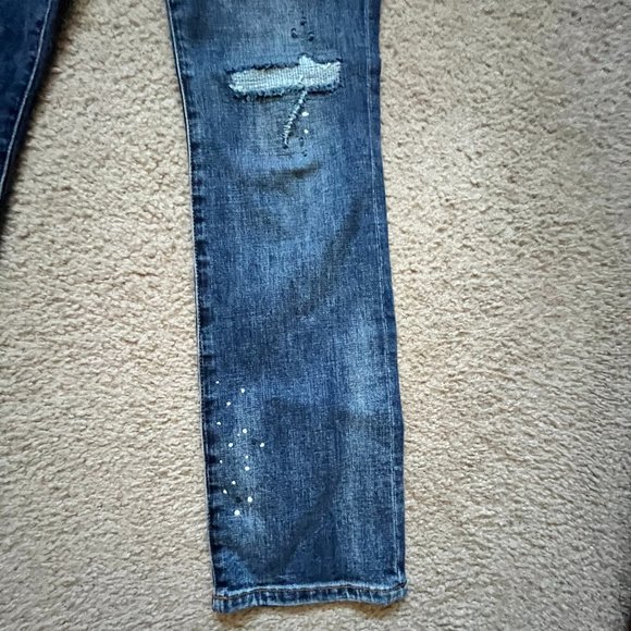Cabi Button Fly Straight Paint Splatter Jeans Size 4 - Picture 3 of 9